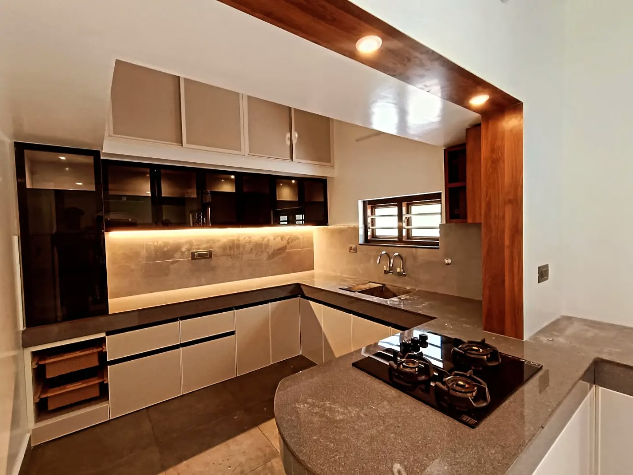 Dining space interior with partitions